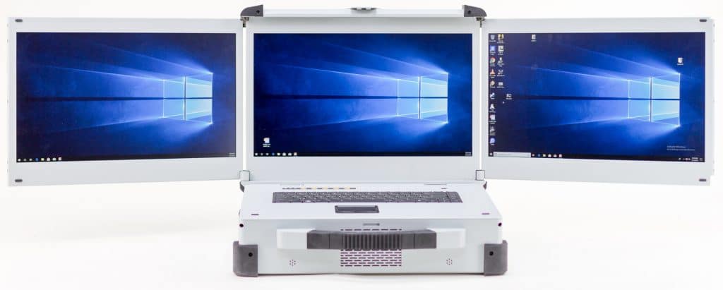 Three screen notebook with expansion slots
