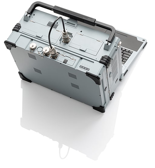 Ports closed, PowerPAC attached to triple screen portable